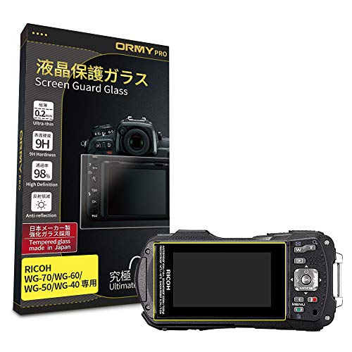 �y ���ɂ�0.2mm�����K���X �z ORMY �t���ی�K���X �t���v���e�N�^�[ �t���ی�t�B���� RICOH WG-70/WG-60/WG-50�p �y���{�����Ɏq���ޗ��z�y�����d�x9H�z�y�����ߗ��z