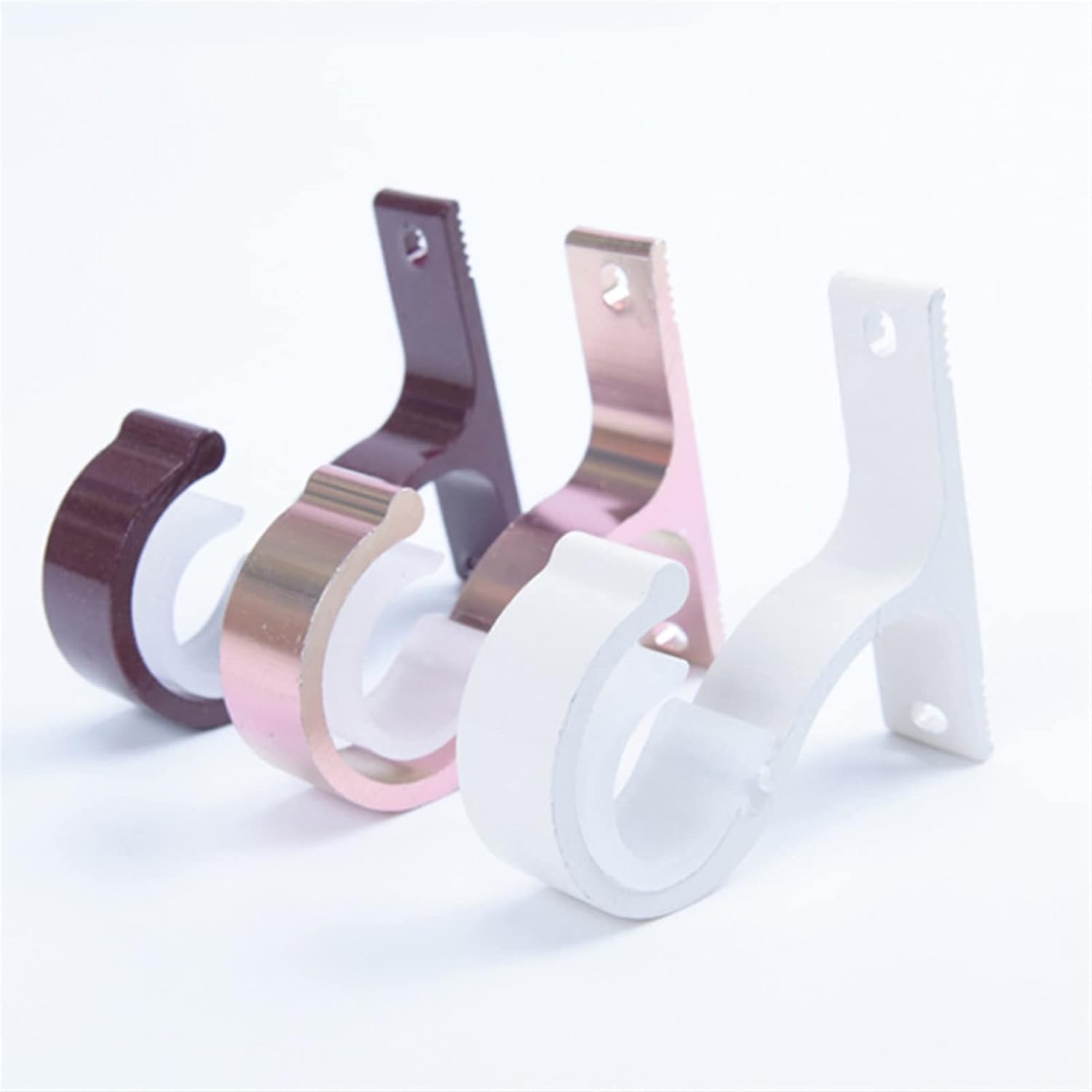 Support Hooks for Drapery Poles，Curtain Pole Brackets，Curtain Rod Holder Clamp Hooks Rod Bracket Holders Window Curtain Fixed Clip Hanging Rack Hook Easy To Install (Color : Gold) (Color : Gold)