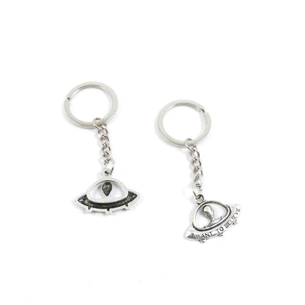 10 Pieces Keychain Door Car Key Chain Tags Keyring Ring Chain Keychain  Supplies Antique Silver Tone Wholesale Bulk Lots R3SS7 Alien UFO ET