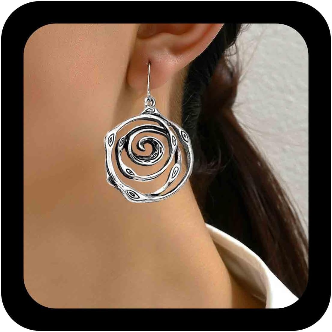 Bohemian Spiral Dangle Earrings Gold Metal Twisted Drop Earrings Hollow Swirl Hook Earrings Ethnic Spiral Hoop Earrings Jewelry for Women