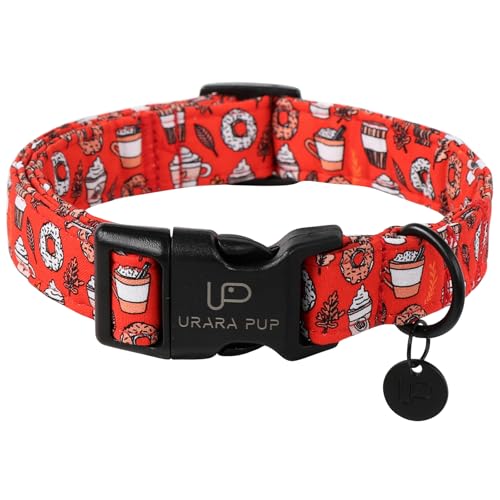 Up Urara Pup CC-FALLCOFFEE-M Fall Cotton Dog Collar cover