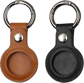 جراب حماية من الجلد لجهاز إيرتاج من V Volt – حقيبة حماية لسلسلة المفاتيح مع إمكانية تتبع بلوتوث – قطعتين بني وأسود