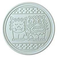 Amazon｜赤瓦コースター 丸型 (ペアシーサー・白)｜コースター