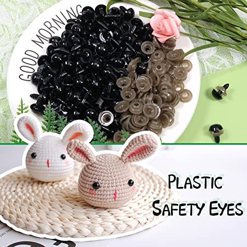 TOAOB 150pcs 12mm Black Round Plastic Safety Doll Eyes with 150pcs Washers for Crafts Jewellery DIY Making Stuffed Animal Puppets - Image 4