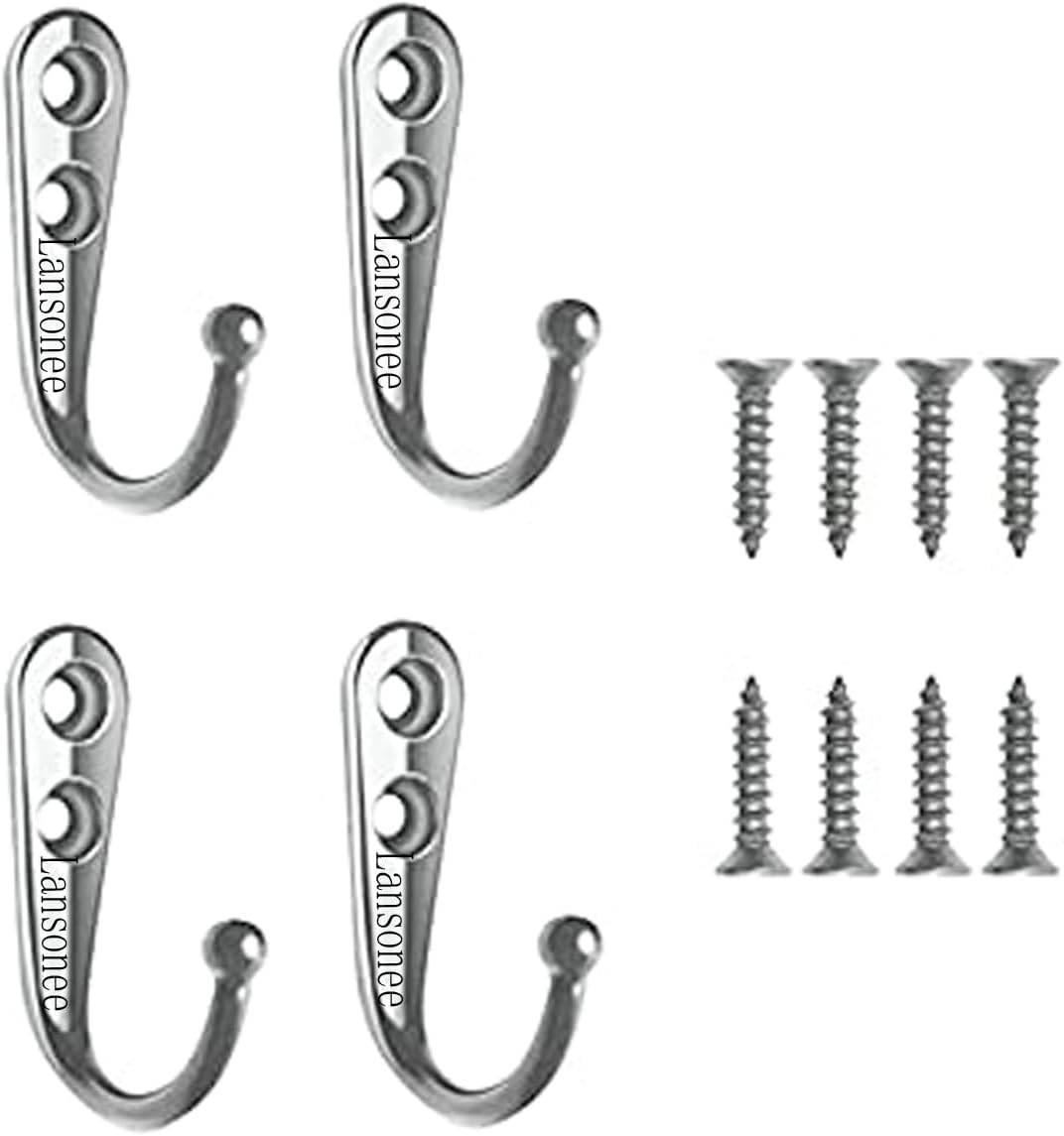 4 PCS Wall Mounted Hooks Coat Hooks Retro Door Robe Hook for Hanging Towel Clothes Hat Key Cup Single Metal Hook Cloth Hanger for in Bedroom Bathroom Kitchen Cupboard -Black