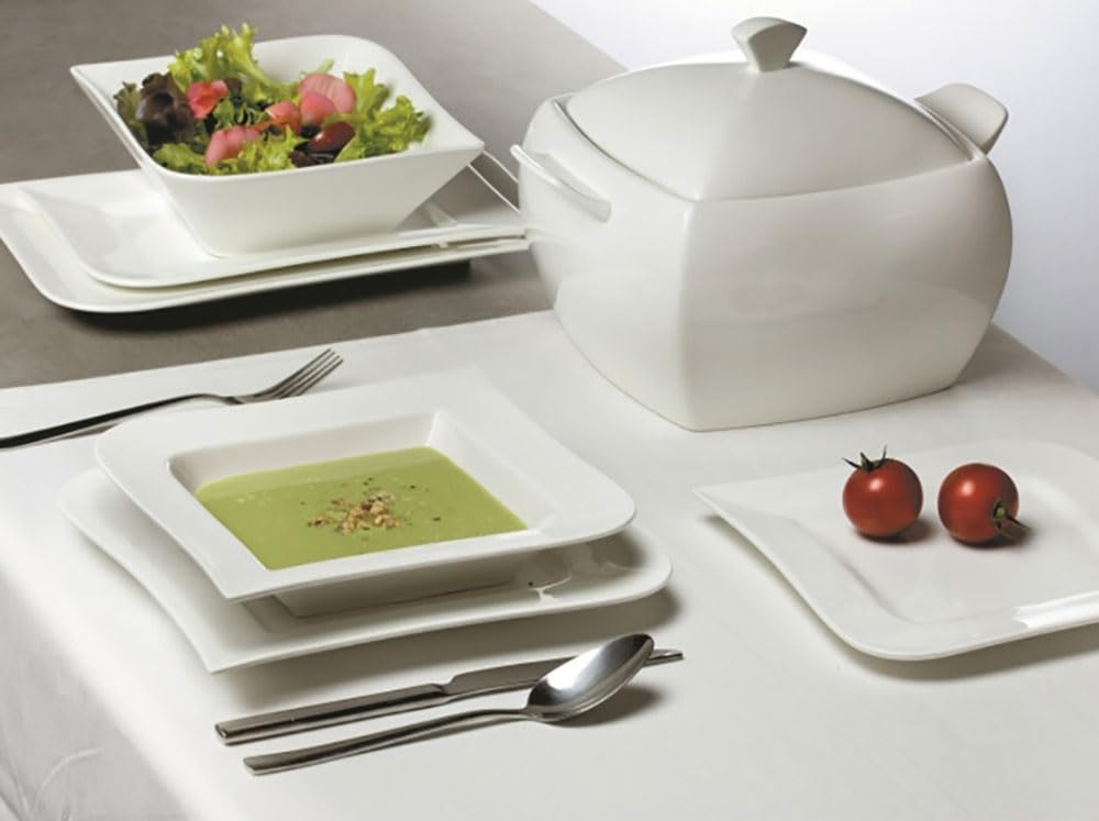 AMBITION Suppenterrine mit Deckel 4L Tokyo Porzellan Suppenterrine mit Griffen weiße Suppenvase