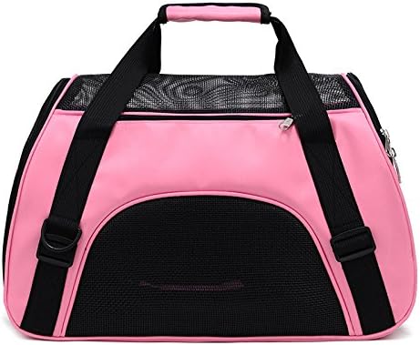 Yommie Pet Carrier Bag Crossbody Shoulder Bag Travel Handbag for Dog Cat Puppy Kitten (L, Pink)