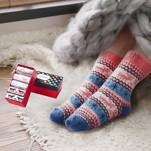 Image of SISOSOCK 5 Pairs Fuzzy Soft Cozy Comfortable Socks for Women, Casual Sleep Comfy Socks, Perfect Warm Winter Gifts for Women