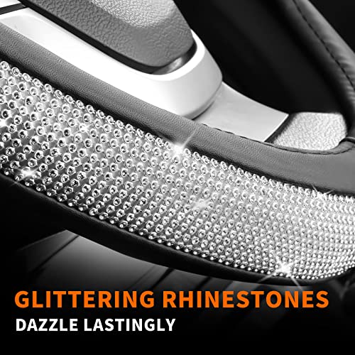 Hotor Steering Wheel Cover - Cute Bling Car Steering Wheel Cover For Women & Girls With Sparkly Diamond Rhinestones, Gorgeous Bling Car Accessory With Anti-Slip Lining For Diverse Cars (14.5-15 Inch) #TOP4