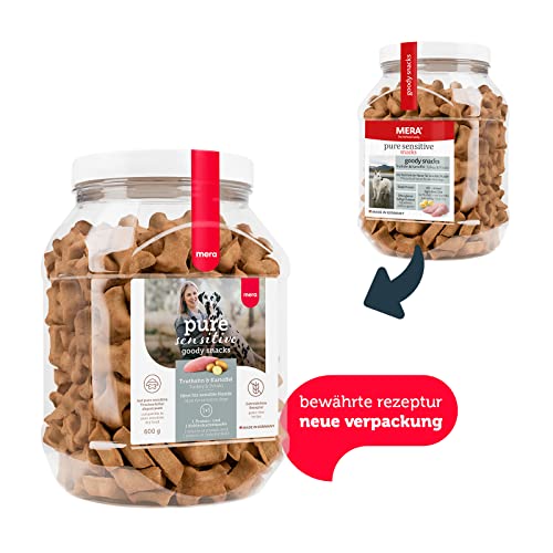 MERA Pure Sensitive Goody Snack Truthahn und Kartoffel (600g), gesunde Leckerlis für Sensible Hunde, Hundesnack glutenfrei für Training und Belohnung (Packung mit 2)