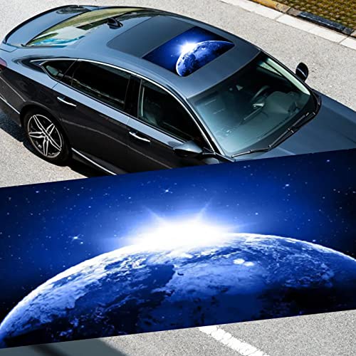 Sunjika Car Sunroof Window Decal Vinyl Sunroof Protect Sticker Vinyl Decal Cast Film Stickers Perforated Funny Car Skylight Decal Blue Earth Sky Car Sedan Universal Fit (1Pc Blue) #TOP20