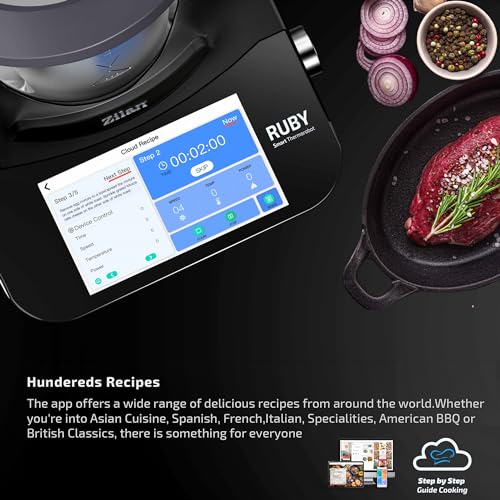 Zilan RUBY Thermorobot, Robot de Cocina Multifunción Wi-Fi, 18 Funciones, pantalla táctil TFT a color de 7", Báscula integradar, control mediante aplicación, 4,7 L,1700W - imagen 4