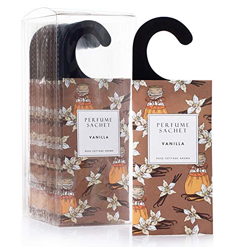 Rose Cottage 12Packs Vanilla Closet Air Freshener Deodorizer Scented Sachets Bags for Drawer