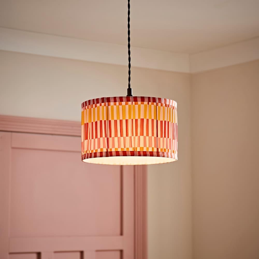 ValueLights | Rae Small Stripe Multicolour Pleated Drum Ceiling Lamp Shade and Bulb | Ceiling Lights, Home Décor & Improvement Essential