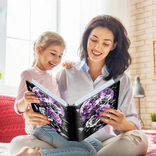 Image of Photo Album 4x6 120 Pockets Photos with Strong Elastic Band, Small Mini Albums Sheet Protector Folder for Photos, Album for Family Wedding Women Men Baby Vacation Gift, Purple Moon Rose