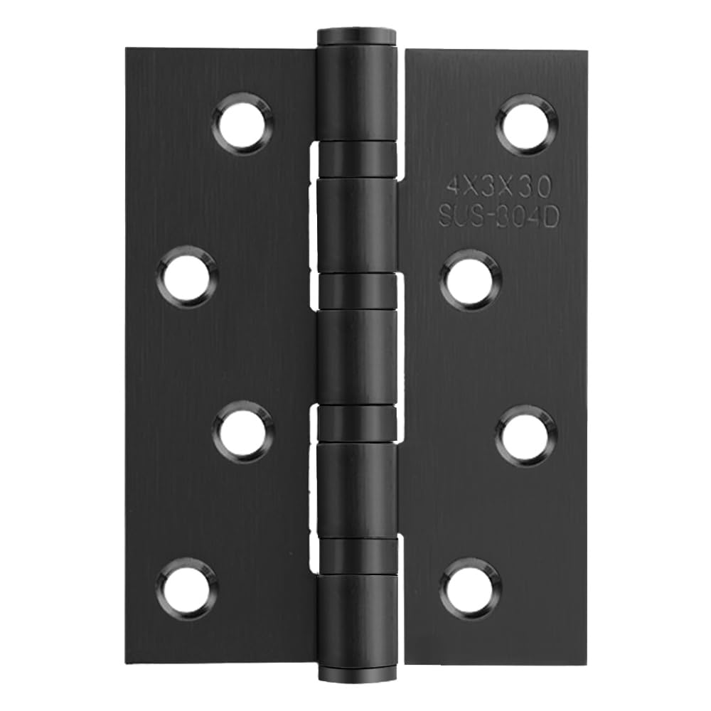 VOLUKA12 Pack Stainless Steel Door Hinges for Exterior & Interior Doors 4in x 3in Noise-Free Smooth Door Hinges with Square Corners,Heavy-Duty (Black)