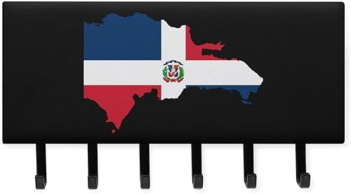 Llavero de bandera de mapa de República Dominicana para pared, colgante de llaves decorativo con 5 ganchos para oficina en casa