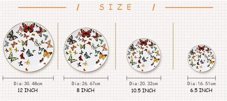 Miniatura 2 de DANN - Bandeja de cerámica con borde dorado plato plano para tartas bandeja de cena vajilla creativa de porcelana de hueso blanco