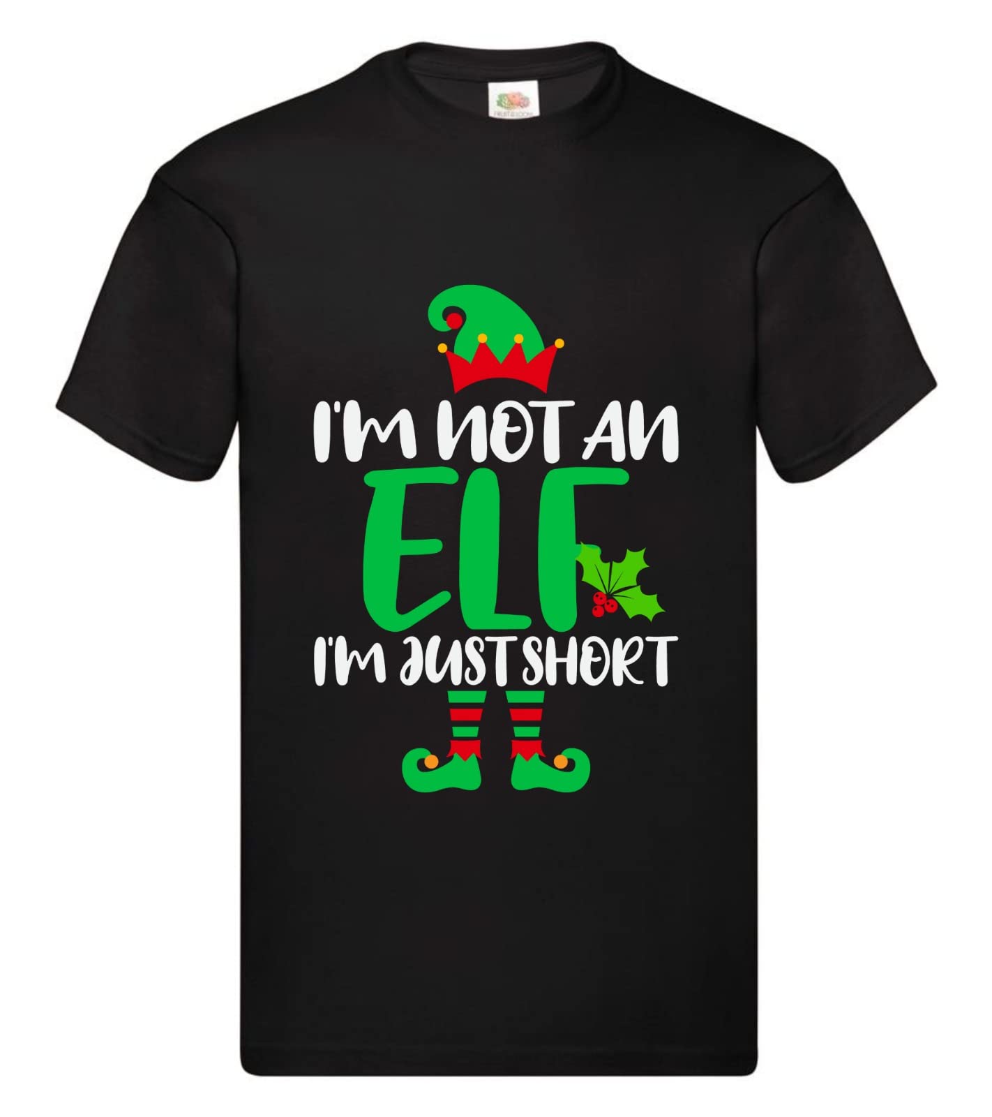 Wish You Merry Christmas - Xmas Tree - Mens Christmas T Shirts Ladies Xmas t-Shirts Unisex Tee Tops Womens Novelty Funny Holiday I'm not Elf, I'm just Short - Black M