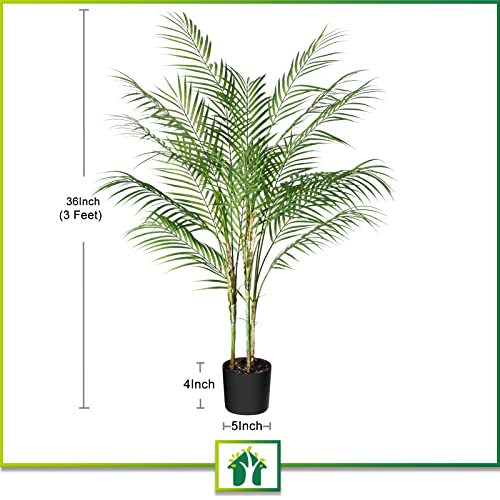 Crosofmi Artificial Paradise Palm Tree 3Feet Fake Tropical Palm Tree, Perfect Faux Plants In Pot For Indoor Outdoor House Home Office Garden Modern Decoration Housewarming Gift-1Pack #TOP6