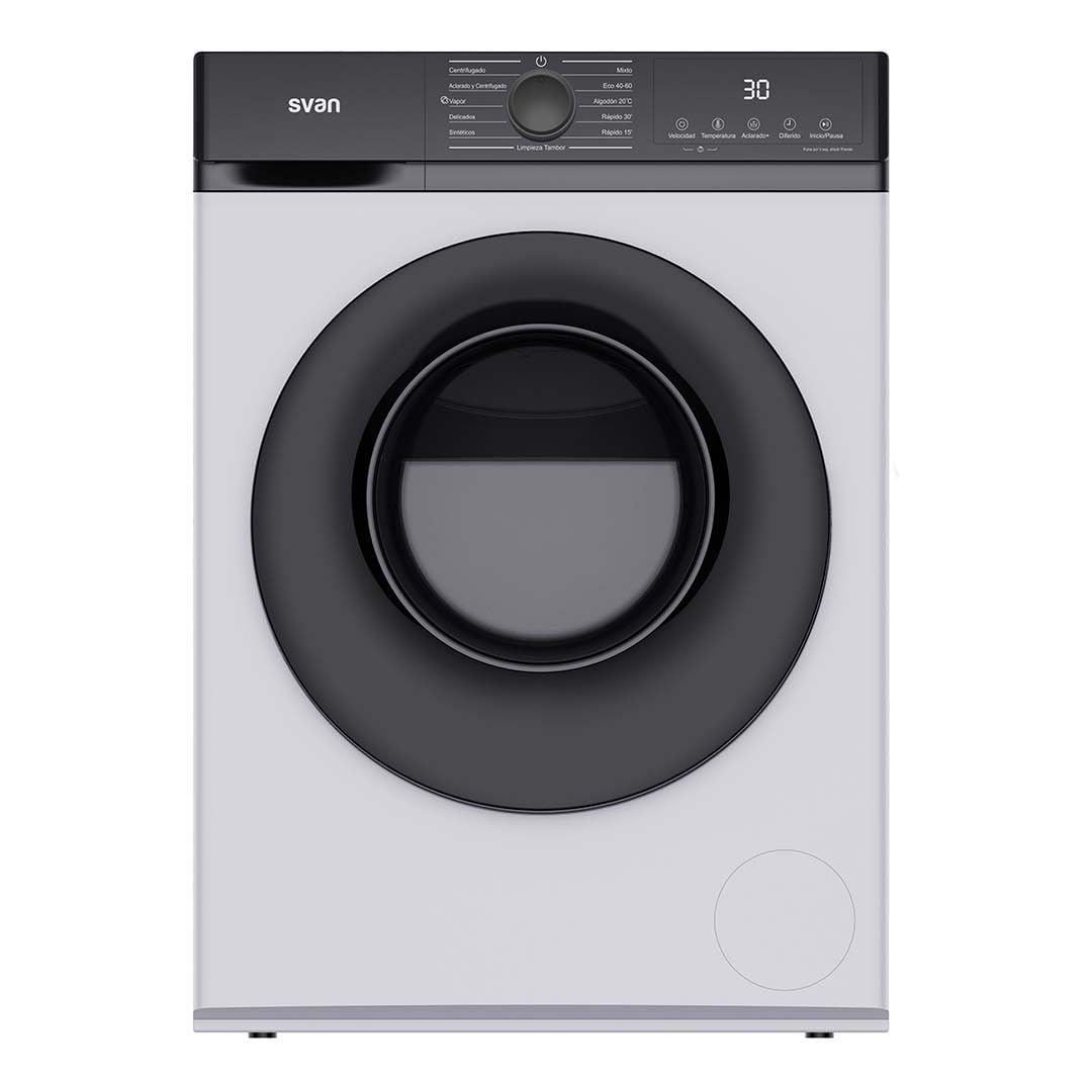 Svan Lavadora 6 Kg Carga Frontal Blanco SL6203AIDV. 1600W, 1200rpm, Motor Inverter, 11 Programas, Función Stop&Go, Tambor Diamante, Clase de Eficiencia Energética A Etiqueta Energética