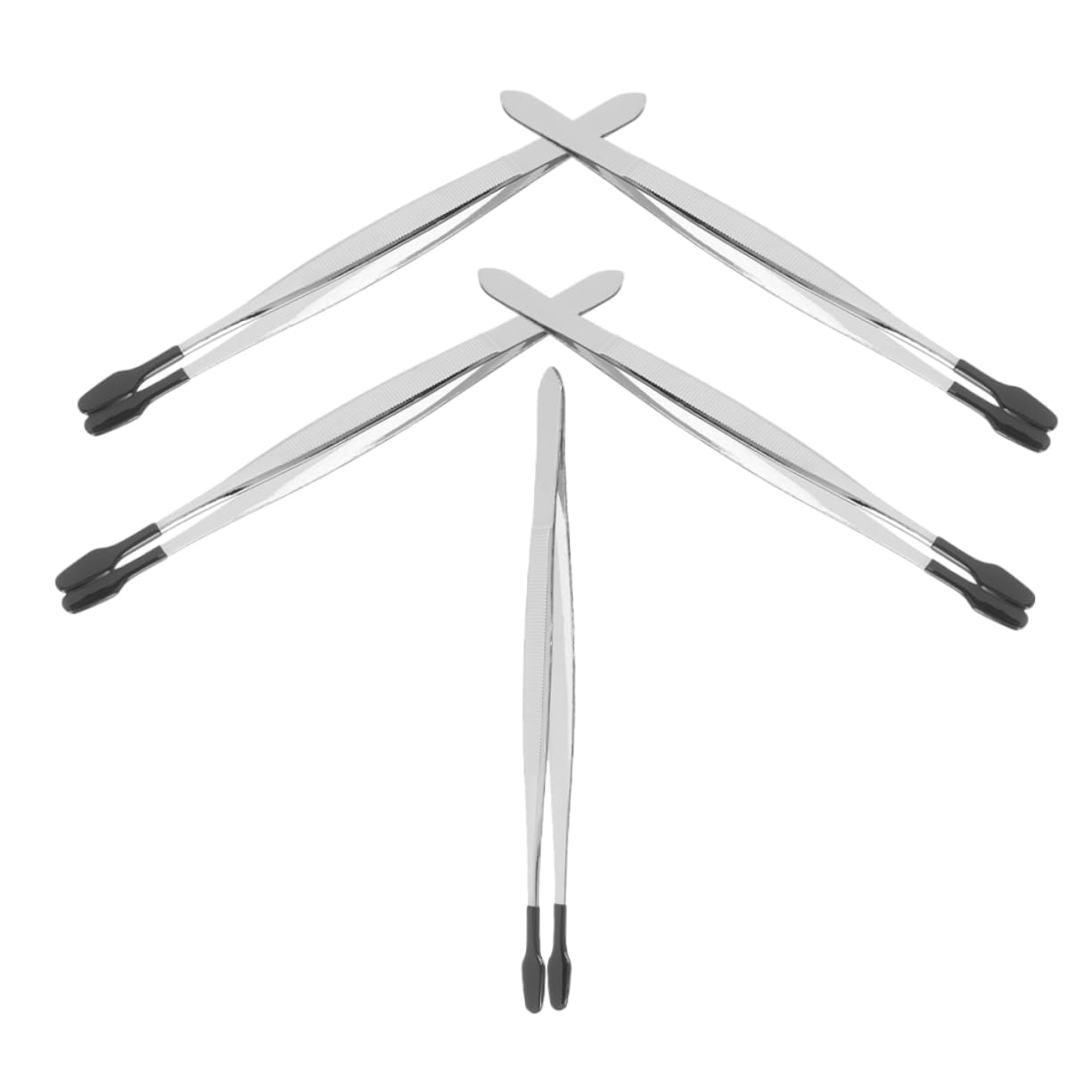 Juego De 3 De Acero Inoxidable Con Puntas De Goma Para Aplicar Pestañas Y Hacer Joyas (5 Unidades)