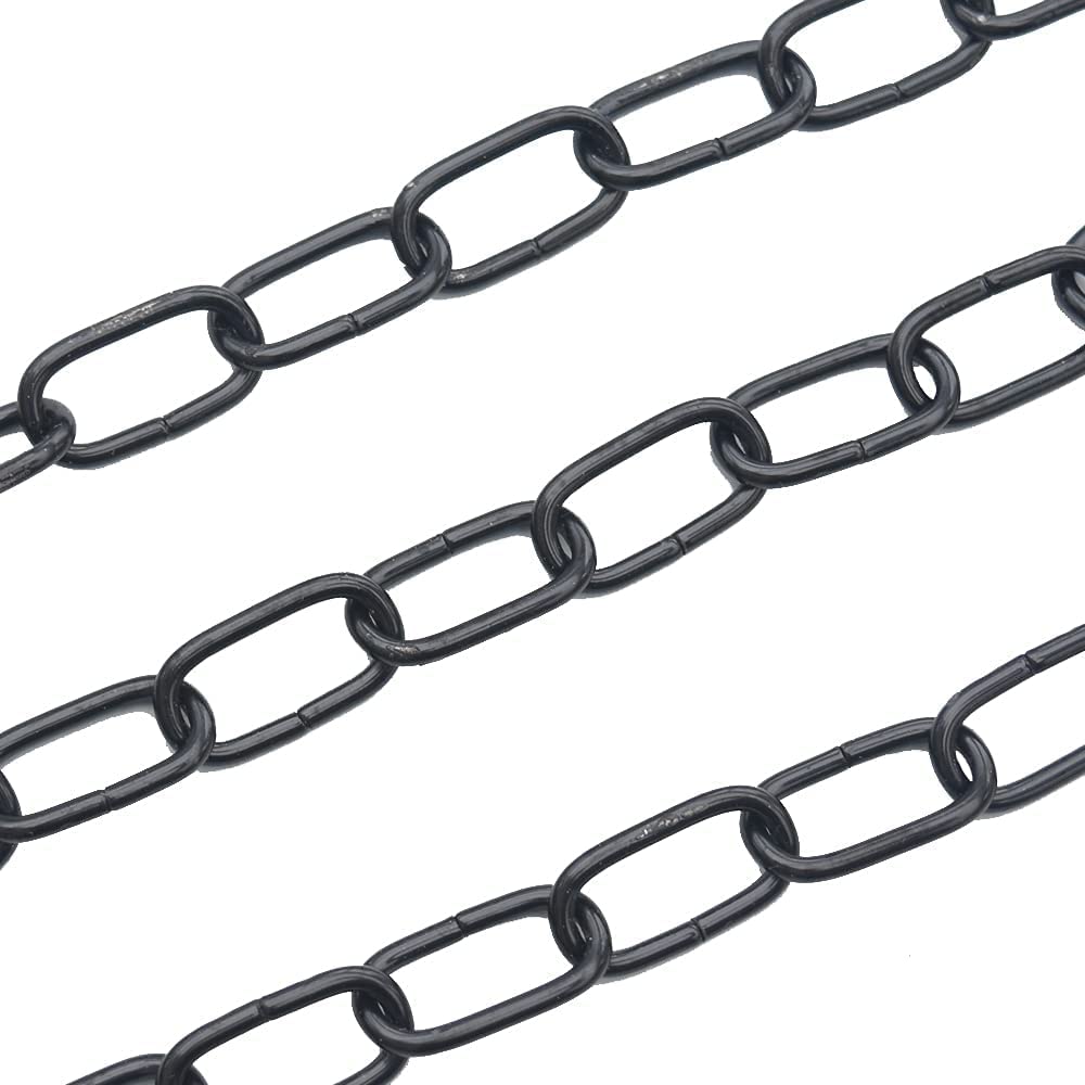 Dekokette 3 m Schwarz Ø 2 mm – glatte Rundgliederkette aus lackiertem Eisen – Zierkette Bastelkette für Deko Schilder Baumarkt