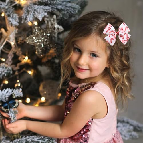 Pinzas para el cabello con diseño de bastón de caramelo de Navidad, lazos con clip de aligátor para niñas, adolescentes, bebés y mujeres miniatura 3