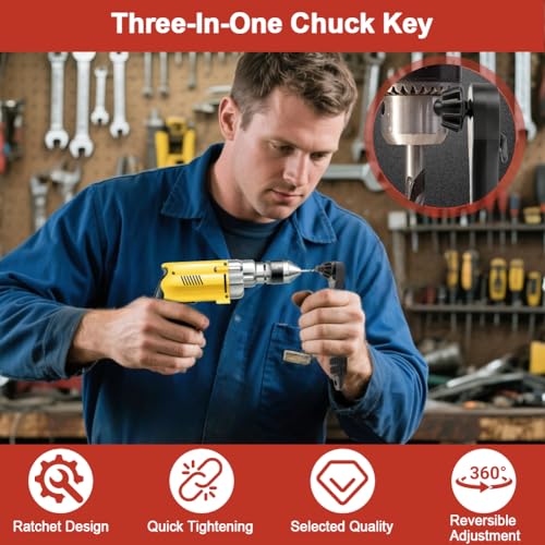 2PCS Ratcheting Drill Chuck Key Wrench 2-in-1 Mini Ratchet Drills Chuck Spanner - image 8