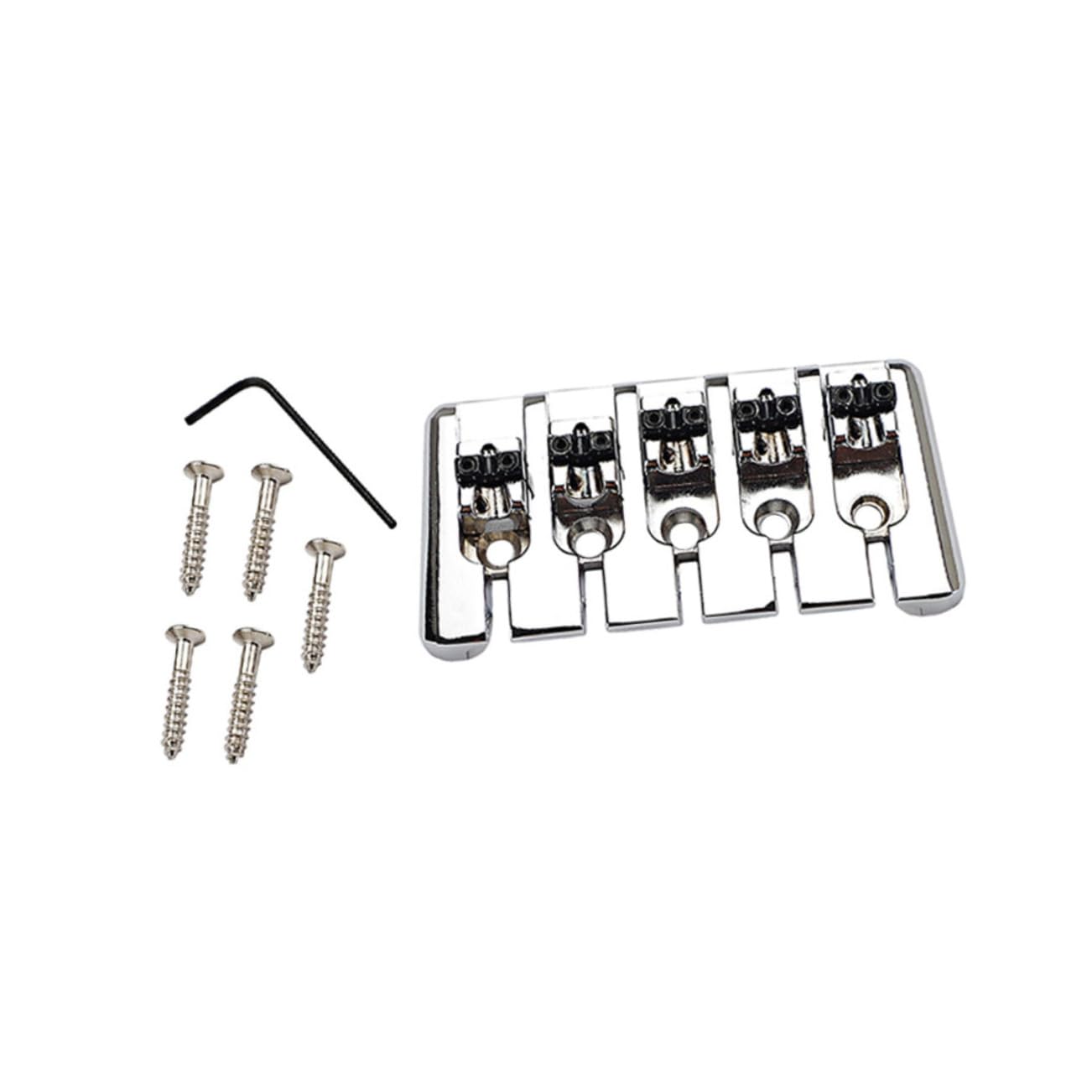 VICASKY Compact Metal Guitar Tailpiece Saddle Bridge for 5 String Bass Ga1021a