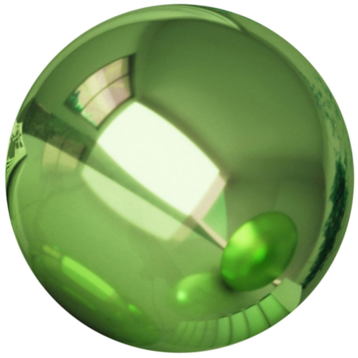 Esfera decorativa verde para jardín exterior en acero pulido con efecto espejo