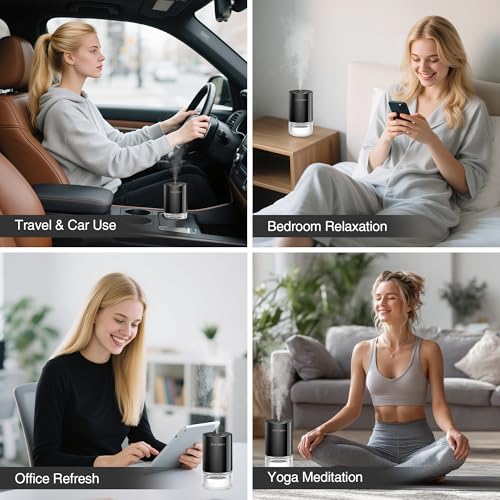 Waterless Essential Oil Diffuser Stater Kit - Included 3x20mL Essential Oils, Battery Operated, Cold Air Scent Diffuser for Home, Car, Office, Portable Diffuser with 7-Color Light, 100mL - Image 8