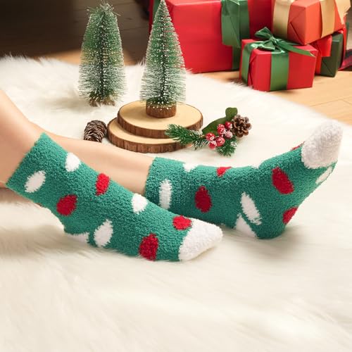 Image of Toes Home Fuzzy Socks for Women, 6 Pairs Cozy Winter Fluffy Slipper Socks