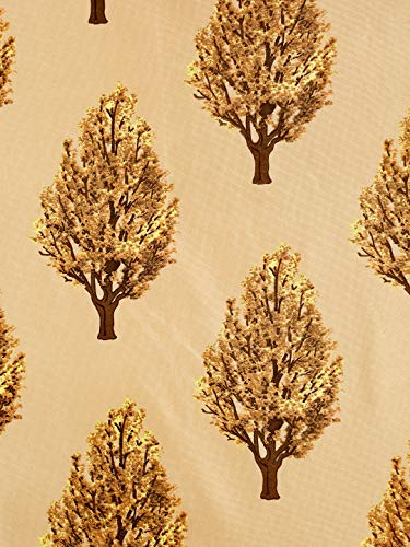 Image of Cortina Floral Printed Polyester Window Curtain for Bedroom, Living Room -Set of 2-5ft.