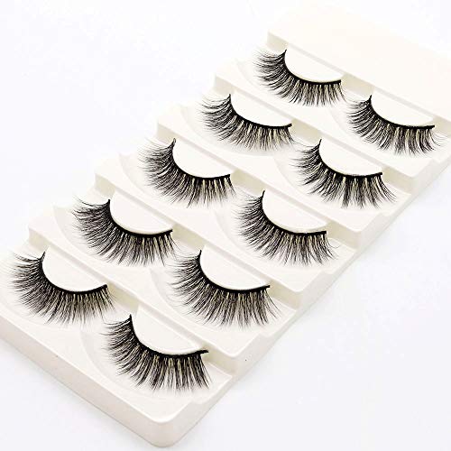 5 Pairs Fake Eyelashes Reusable 3D Handmade False Eyelashes Set for Natural Look with False Lashes Applicator