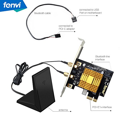 Image of fenvi PCI WiFi Card 2.4 /5Ghz 802.11a /b /g /n 300Mbps 2-Stream MU-MIMO Desktop Wireless Card Bigfoot Networks Card