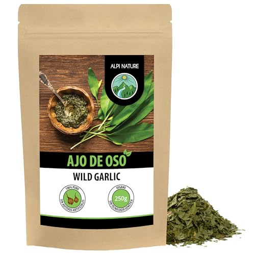 Ajo de oso (250g), ajo silvestre 100% natural, hojas de ajo silvestre sin aditivos, especia de ajo silvestre