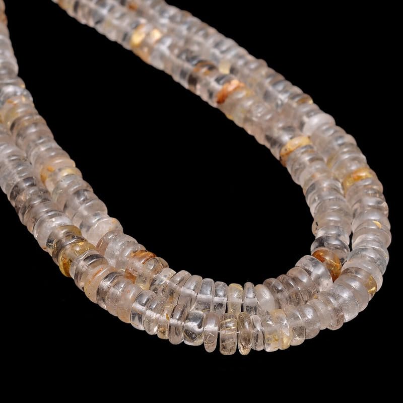 Cuentas heishi lisas de piedra preciosa de prehnita de 4 mm a 5 mm | Tira de rondelle de piedra preciosa múltiple de 16 pulgadas | Cuentas de piedra preciosa semipreciosa de prehnita natural