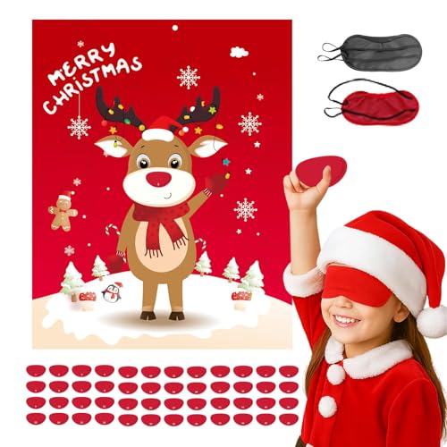 Haunt Couture Christmas Party Game for Kids & Family - Pin The Nose on The Reindeer Holiday Activity, Fun Indoor Games for Christmas Party Favors, Family Gathering