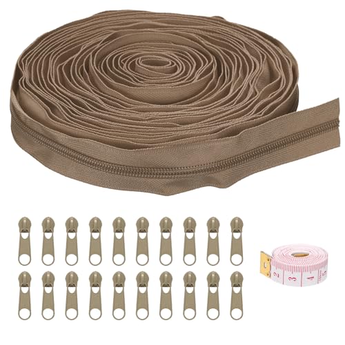 Fermeture éclair lot de 20 zips nylon kaki pour mercerie et sacs de voyage