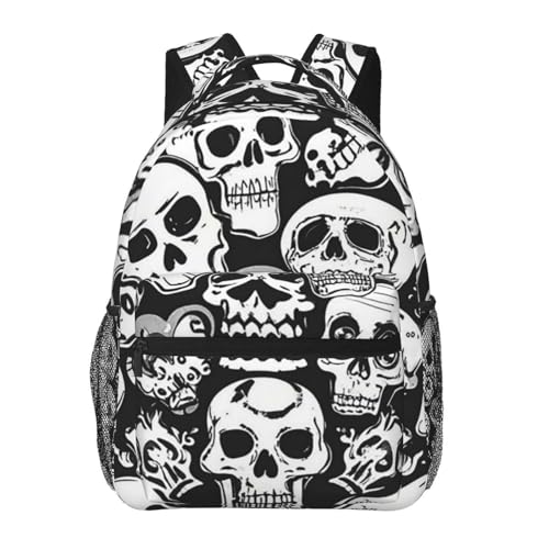 Sac à dos ordinateur portable tête de mort léger pour éviter le mal de dos