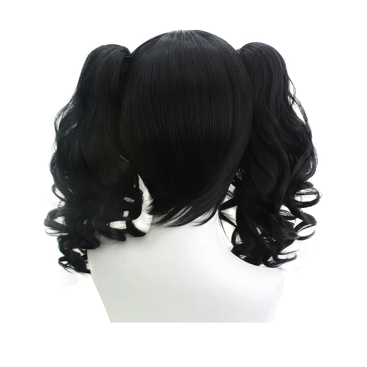 Black Curly Cosplay Wigs with Pigtails 17.7" Thick and Soft for Women Costume's Wigs Party Halloween