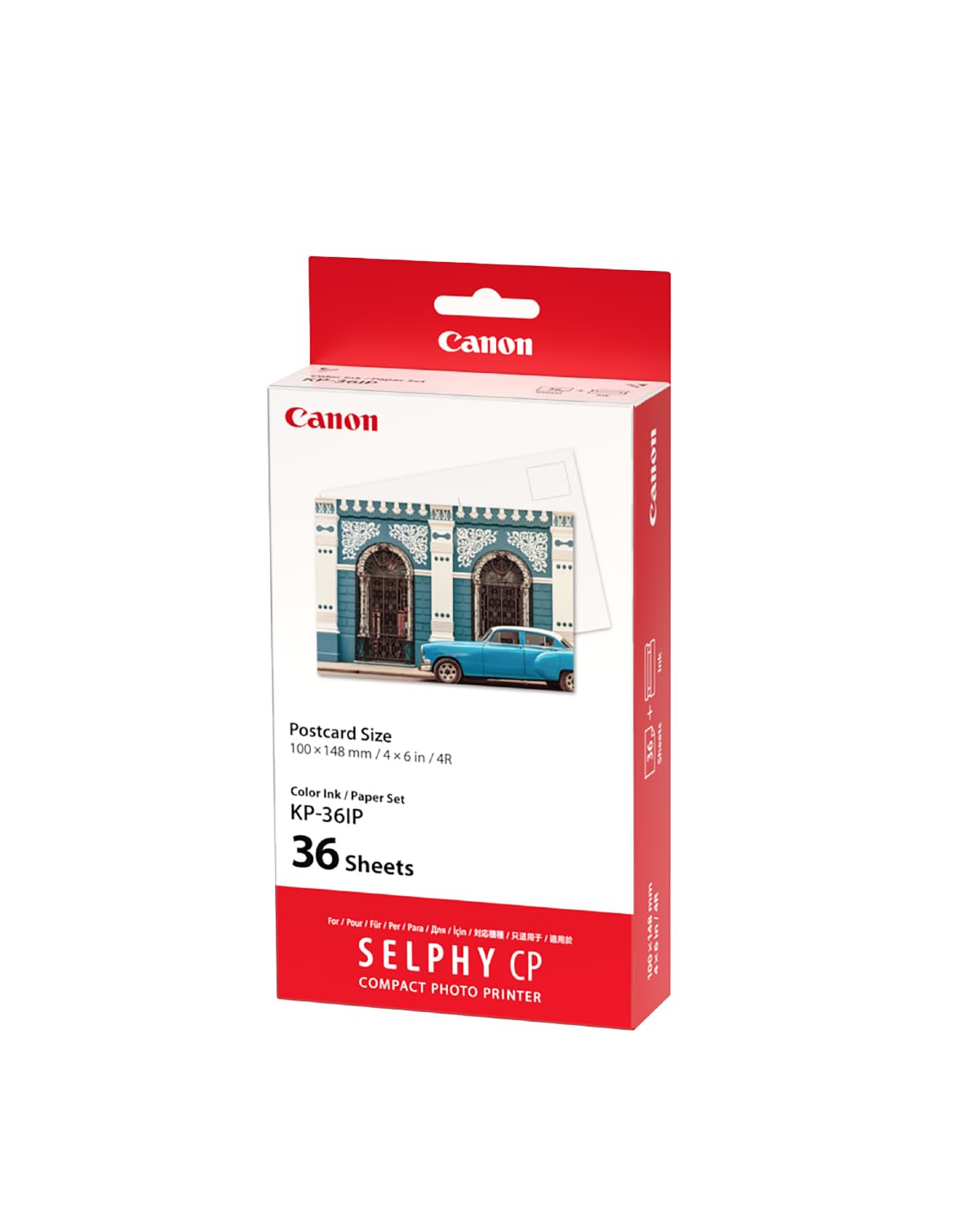 Canon SELPHY KP-36IP Ink + Paper Multipack - Genuine Printer Ink Cartridges 1 Pack (1 x Cartridge) & 36 Postcard Back Sheets (100 x 148mm)