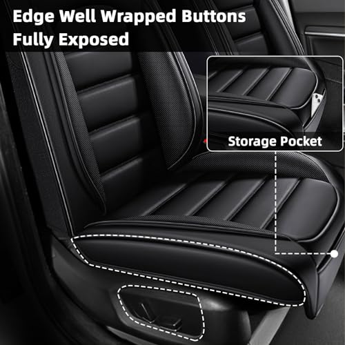 Image of Car Seat Cover Fit for Nissan 370Z 2009-2021,Compatible Airbag Non-Slip Waterproof Seat Cover,Car Seat Protector Premium Interior (Standard 2 Seats,Classic Black)