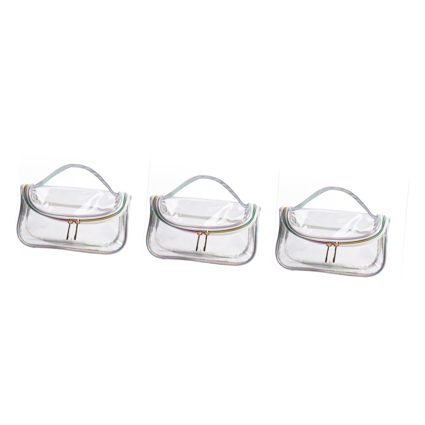 minkissy 3pezzi Borsa Trasparente Portatile Per Cosmetici e Toiletries Borsa Da Viaggio Multifunzionale Pu e Dacron Capacità Per Articoli Personali Design Leggero e Pratico Per Uso