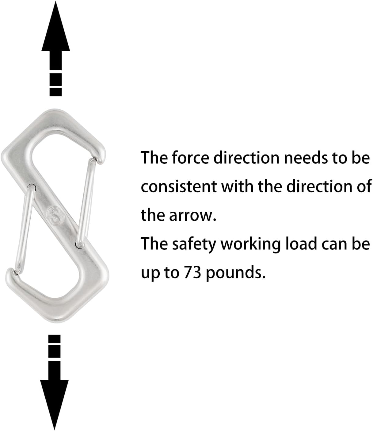 SHONAN S-Shaped Wire Gate Carabiner, 2-1/3" Double Sided S Keychain Clip Stainless Steel S Clips Dual Carabiners - Image 6