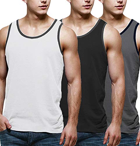 COOFANDY Men's 3 Pack Quick Dry Workout Tank Top Gym Muscle Tee Bodybuilding Fitness Sleeveless T Shirts