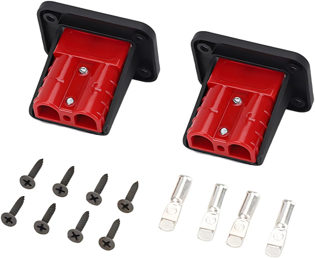 2PCS 50A Battery Quick Connect/Disconnect Kit, Wire Harness Plug with Mount & Cap for 4-16 Gauge Cable, Waterproof 12V-36V Electrical Connector Plug for Car RV Trunk Boat Winch (50A)