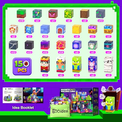 Image of 150PCS 0.8 inch Magnetic Building Blocks Creative Fun for Boys Girls Ages 3+ | Mine Magnet World Craft, STEM Toy for Kids Age 3-5 5-7 8-12, Sensory Learning Toys Birthday Gift for 3+ Year Old Boys Girls