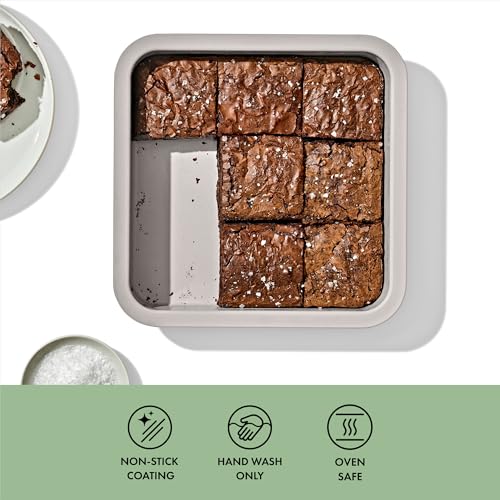 Image of OXO Good Grips Non-Stick Pro Ceramic Coated Metal Bakeware Cake Pan - 9 in Square- Basil, Square Baking Pan for Cakes, Brownies and Cookies